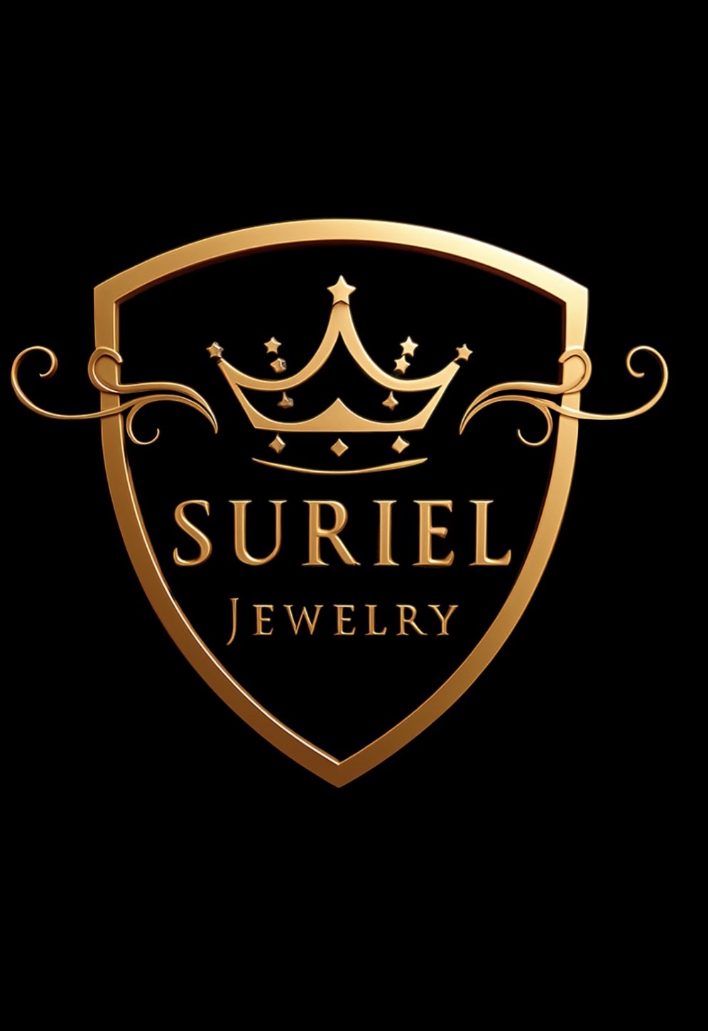 Suriel Jewelry gold crown and shield logo